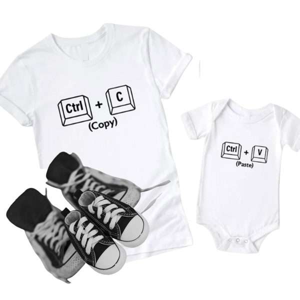 T-Shirt e body coppia padre figlio copia e incolla idea regalo divertente
