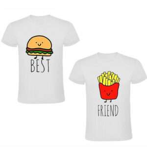 T-shirt coppia best friends personalizzate hamburger & patatine idea regalo amica amico