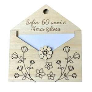 Busta porta buono regalo in legno personalizzata con nome o dedica idea regalo