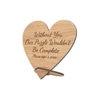 Targa in legno a forma di cuore per un matrimonio unico personalizzata con frase