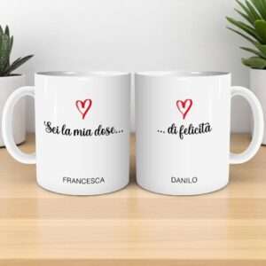Tazze personalizzate coppia sei la mia dose di felicità idea regalo san valentino o anniversario - immagine 2