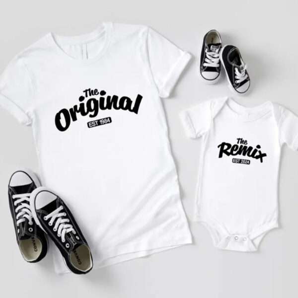 T-Shirt mamma e body bimba personalizzate the original & the remix con anno