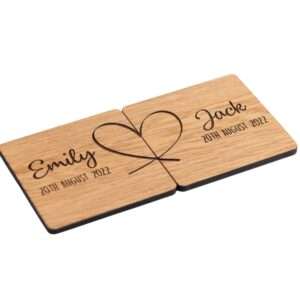 Sottobicchieri in legno personalizzati per coppia con nomi o frase incisa - immagine 3