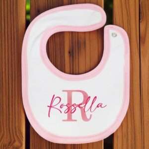 Bavaglino baby maschietto e femminuccia personalizzato nome e iniziale - immagine 2