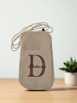 Porta cellulare da donna in velluto a coste personalizzato con nome - immagine 3