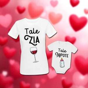 Tale zia tale nipote t-shirt e body coordinati e personalizzati con calice e biberon - immagine 2