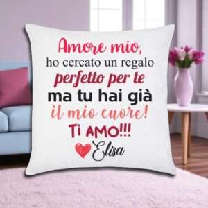 Cuscino personalizzato con dedica d’amore regalo romantico per lui - immagine 2