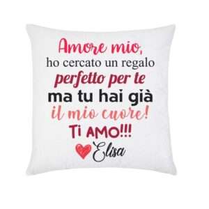 Cuscino personalizzato con dedica d’amore regalo romantico per lui