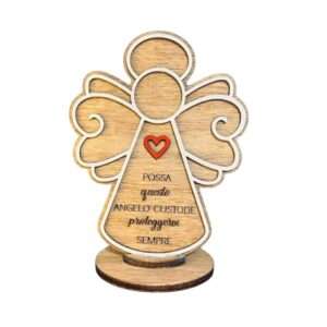 Targa angioletto in legno portafortuna idea regalo nascita