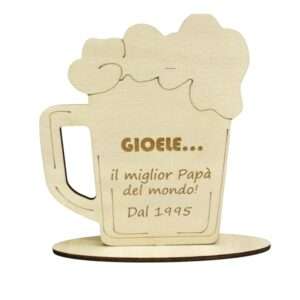 Targa in legno personalizzata per papà boccale birra idea regalo originale
