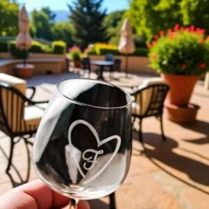 Calice da vino personalizzato con cuore e iniziale idea regalo elegante - immagine 2