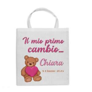 Shopper personalizzata Il mio primo cambio con nome e data nascita bimba bimbo idea regalo nascita