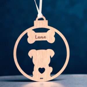 Decorazione in legno personalizzata a incisione con nome del cane - immagine 2