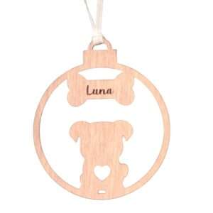 Decorazione in legno personalizzata a incisione con nome del cane