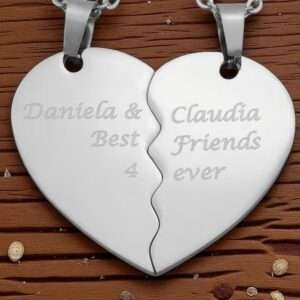 Collana cuore spezzato personalizzabile con nome ad incisione idea regalo - immagine 2