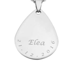 Collana in acciaio ciondolo a forma di goccia personalizzata con incisione