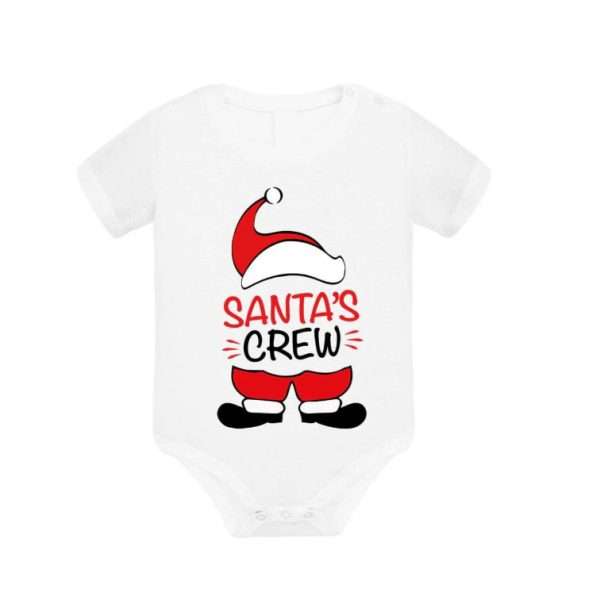Body neonato natalizio personalizzato santa’s crew tutina bianca con stampa natalizia